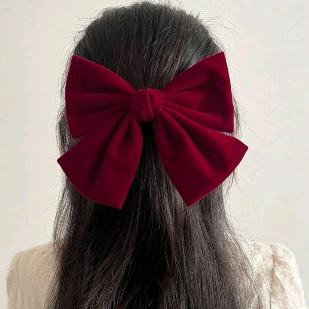 NWT, Elegant Velvet Burgundy Hair Bow Hair Clip